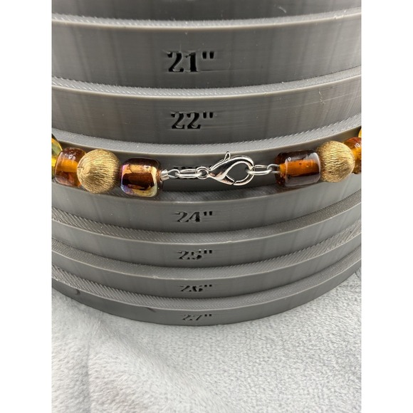 Vintage Glass Beaded Necklace Gold Tone 24" - Picture 9 of 10